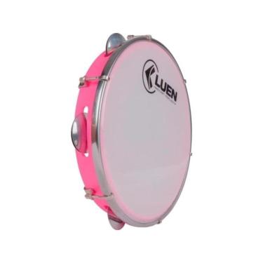 Imagem de Pandeiro 10 Pele Leitosa Rosa Timbre Claro Vibrante Corpo ABS Leve Apresentacoes Luen 25CM