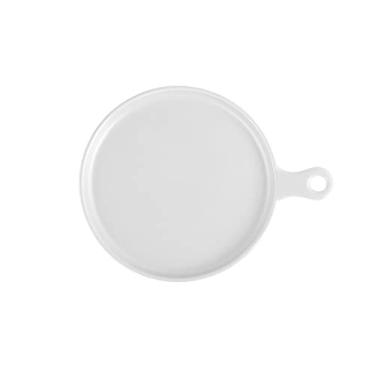 Imagem de GUIPAIHAI Prato de louça de cerâmica criativo para assar, prato de jantar doméstico com alça única (cor branca)