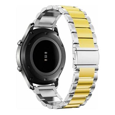 Imagem de Pulseira compatível com Samsung Galaxy Watch 4 40 mm / 44 mm e Classic 42 mm / 46 mm/Galaxy Watch 3 41 mm/Galaxy Watch 42 mm, 20 mm Aço inoxidável (Prata com dourado)