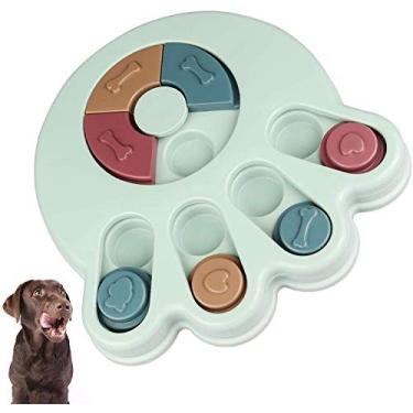 Imagem de 1 peça de brinquedos para cães de estimação, jogos de treinamento para cães e animais de estimação, dispensador de petiscos para filhotes, brinquedos de quebra-cabeça, alimentador lento interativo para adestramento de cães pequenos e médios (azul)