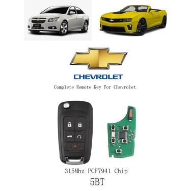 Imagem de Chave Ignição Canivete S10 Onix Tracker Malibu Cruze Equinox Camaro Cobalt 5 Botoes Frequencia 315 mhz