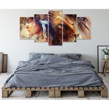 Imagem de Quadro Decorativo Sala Quarto Escritório Leão Índia