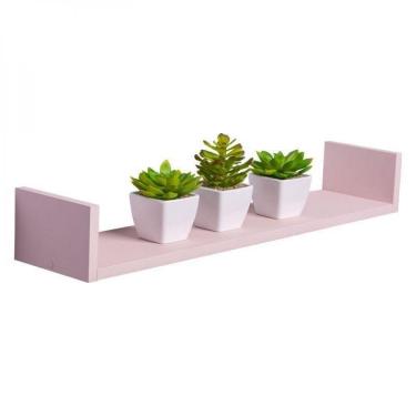 Imagem de Prateleira U 70 X 10cm Rosa Claro Suporte Invisível