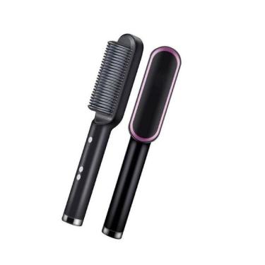 Imagem de Escova De Cabelo Barba Alisadora Elétrica Pente Cerâmica