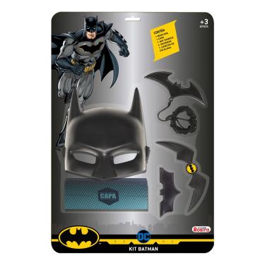 Imagem de Fantasia Batman Infantil Kit com Máscara Capa e Acessórios