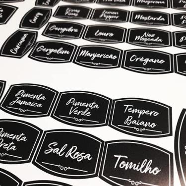 Imagem de Kit 82 Etiquetas P/Alimentos E Pote Temperos Adesivo Preto
