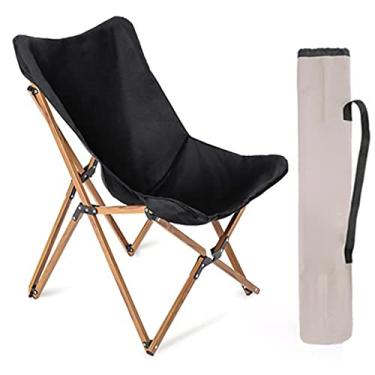 Imagem de Cadeira de acampamento portátil dobrável de madeira removível com bolsa de transporte Cadeira de pesca para praia piquenique mochila churrasqueira ao ar livre, preto, 53 * 67,5 * 80 cm