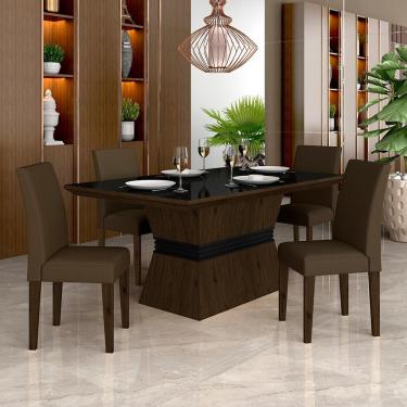 Imagem de Mesa Com 4 Cadeiras 1,36 Versalhes Imb/preto/marrom - Móveis Arapongas