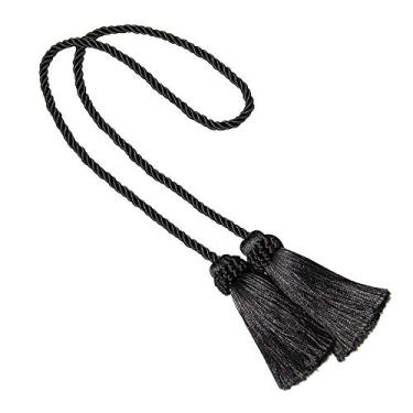 Imagem de 1 peça cortina de borla tieback quarto acessórios suporte de cortina fivela corda feito à mão borla franja bandagem decoração de casa, charcola, 4 peças