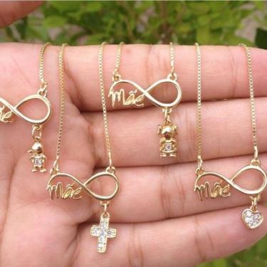 Imagem de Colar Gargantilha Canga Mãe Com Filhos Banhado A Ouro