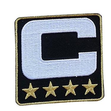 Imagem de Remendo preto Captain C (4 estrelas douradas) para costura de jérsei de futebol americano, beisebol. futebol e hóquei