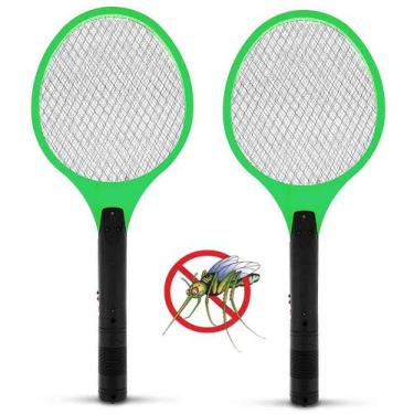 Imagem de Kit 2 Raquete Elétrica Mata Mosquitos Moscas Pernilongos Insetos 2 Pil
