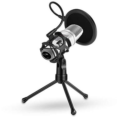 Imagem de Suporte de tripé de microfone dobrável, suporte de microfone para mesa, suporte de choque, filtro pop para transmissão on-line e conversar