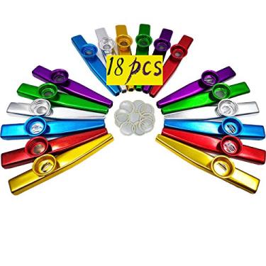Imagem de Fartime Kazoos de metal com 20 diafragmas de flauta Kazoo, instrumentos musicais, bom presente para crianças, um bom companheiro para ukulele, violino, guitarra, piano teclado.