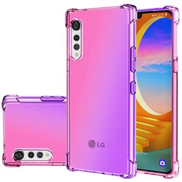 Imagem de Gufuwo Capa para LG Velvet/LG Velvet 5G LM-G900 Capa fofa para meninas mulheres, capa de telefone TPU macia gradiente fina antiarranhões capa protetora à prova de choque para LG Velvet (Rosa/Roxo)