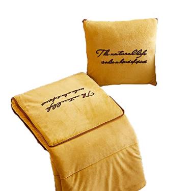 Imagem de Yajun Cobertor de almofada 2 em 1 para banco de cadeira carro escritório joelho colcha cobertores de ar condicionado verão travesseiro de flanela decoração de casa, amarelo, 40 * 40 cm