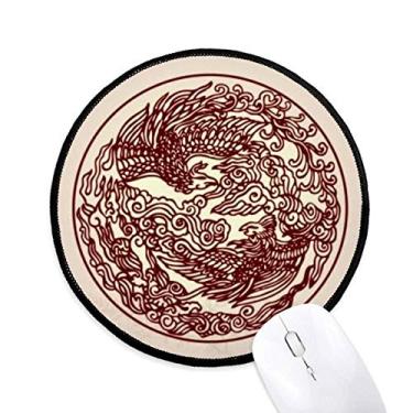 Imagem de DIYthinker Mouse pad retrato animal dragão chinês desktop escritório tapete redondo para computador