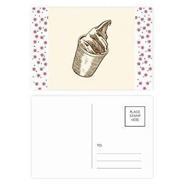 Imagem de Copo marrom para esboço à mão, sorvete, Natal, flor de Natal, cartão postal de bênção