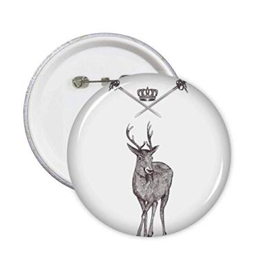 Imagem de Alce espada coroa animal estilo barroco pinos crachá botão emblema acessório decoração 5 peças