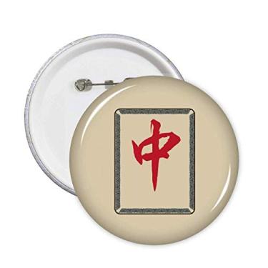 Imagem de Emblema vermelho Mahjong azulejos padrão pinos crachá botão decoração acessório 5 peças