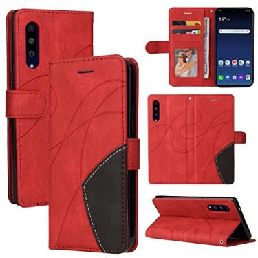 Imagem de Capa carteira para LG Velvet 5G e LG G9, compartimentos para porta-cartão, capa de poliuretano de luxo anexada à prova de choque TPU capa com fecho magnético com suporte para LG Velvet 5G e LG G9 (vermelho)