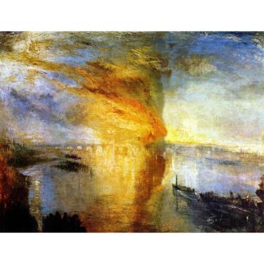 Imagem de O incêndio da Casa dos Lordes (1835) de William Turner, 75 x 97 cm, Tela Canvas Para Quadro