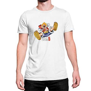 Imagem de Camiseta Basica Anime One Piece Luffy Gear 5 laughing rindo Cor:Branco;Tamanho:P
