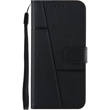 Imagem de CYSUE Capa para iPhone 13/13 Mini/13 Pro/13 Pro Max, capa de telefone carteira flip de couro PU capa protetora à prova de choque com suporte de bloqueio de RFID (cor: preto, tamanho: 13 mini 5,4 polegadas)