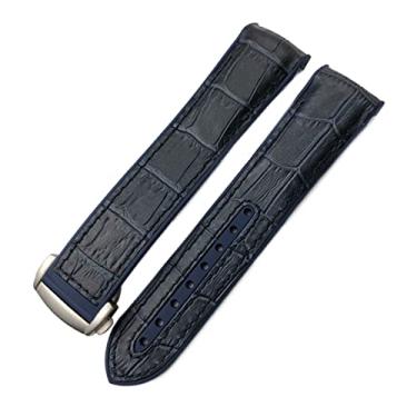 Imagem de HAODEE 19mm 20mm pulseira de borracha de nylon 21mm 22mm para Omega Seamaster 300 AT150 Speedmaster 8900 PlanetOcean Seiko pulseira de couro (cor: azul couro azul, tamanho: 20mm)