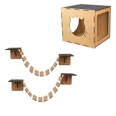 Imagem de Playground para gato de parede em mdf com 1 nicho e 2 pontes