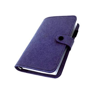 Imagem de A6 / A5 Capa de feltro de 6 furos redondo com vista de anel Pasta de arquivo para protetores de folha solta (Navy Blue 24, A6 combo)