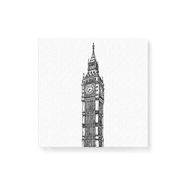 Imagem de Arte Maníacos Quadro Decorativo em Tela Canvas Big Ben Linhas - 30x30cm