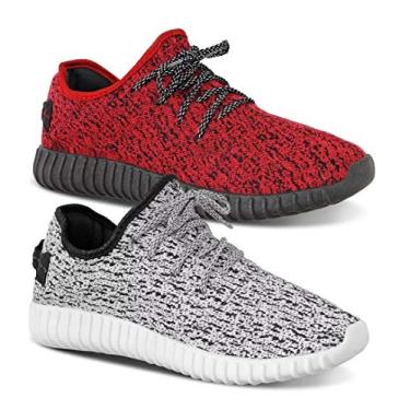 Imagem de Kit 2 Pares Tênis Masculino Caminhada Cor:Vermelho;Tamanho:38