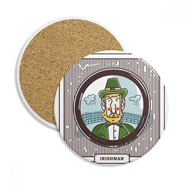 Imagem de Caneca porta-copos Irishman Green Husbandry Illustration Porta-copos com proteção de mesa, pedra absorvente