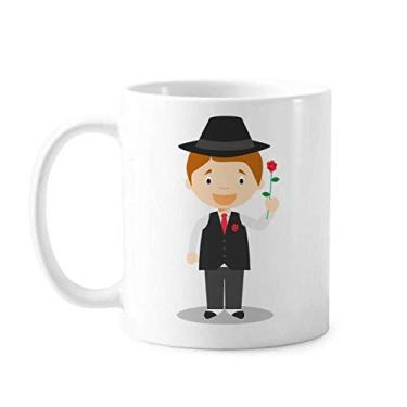 Imagem de Terno preto Argentina Caneca de cerâmica com desenho animado Caneca de porcelana de café