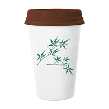 Imagem de Caneca de bambu com pintura de cultura verde caneca de café copo de cerâmica