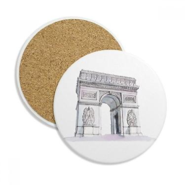 Imagem de Arco do Triomph em Paris, França, copo, copo, copo, protetor de mesa, pedra absorvente