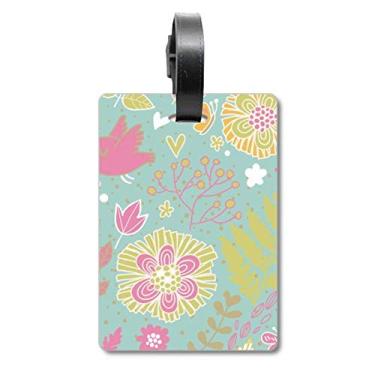 Imagem de Folhas Verdes Flor Tinta para Bagagem Etiqueta Cartão de Bagagem Scutcheon Etiqueta