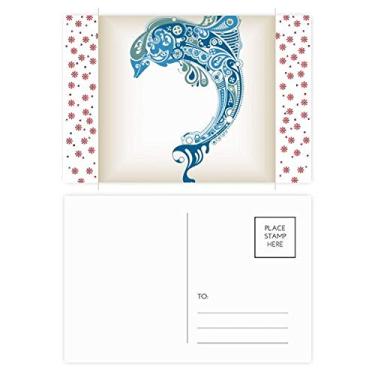 Imagem de Cartão postal Blue Ocean Dolphin Illustrate Christmas Christmas Flower Celebration