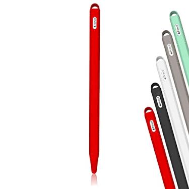 Imagem de Antetek Capa lavável com proteção de 360° para Apple Pencil 2ª geração, proteção de silicone macio com acessórios de tampa, à prova de choque e antiqueda capa para iPencil, suporte macio (vermelho)