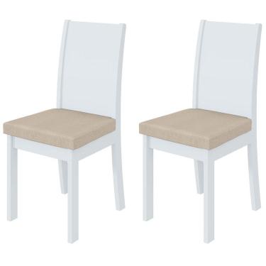 Imagem de Cadeiras Kit 2 Cadeiras Athenas Branco/linho - Móveis Lopas