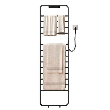 Imagem de Aquecedor De Toalhas para Casa de Banho Em Aço Inoxidável Smart Dryer Trilho Sem Perfuração Suporte de Chão Fibra de Carbono Toalheiro Térmico Multicamadas,White,179 * 50 * 10.5cm