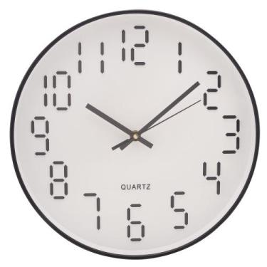 Imagem de Relógio De Parede Em Plástico 30,5X4cm Preto E Branco Lyor