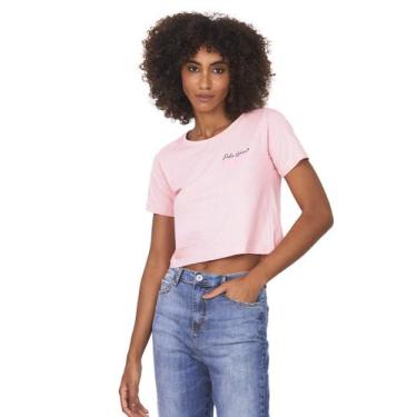 Imagem de Camiseta Curta Feminina Malha Collection Club Polo Wear Rosa Claro