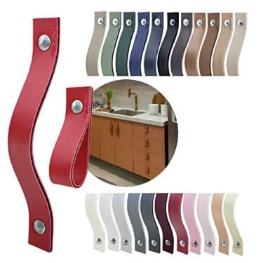 Imagem de Puxador Alça Full Parafuso para Móveis Armário Guarda Roupa Gaveta Porta Baús Caixas Bandeja Cesto Tábua Cor Textura de Couro (Vermelho)