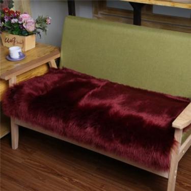 Imagem de Tapete macio para sala de estar, área quente, tapetes macios para quarto, cor de vinho, 50x50cm