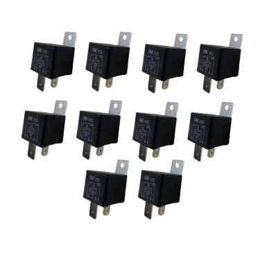 Imagem de Kit 10 Rele Auxiliar Universal 12V 70A 4 Terminais Suporte