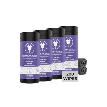 Imagem de Swanky Cables Screen Cleaner Wipes: Electronic Wipes for Screens - Computer Screen Wipes for Lens, Phone, Tv Screen and Monitor Cleaning - Tech Wipes & Microfiber Cloth (200 Count, Canister)
