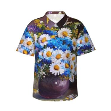 Imagem de Xiso Ver Camiseta masculina havaiana de verão de manga curta, casual, praia, verão, praia, festa, Still Life Flowers, GG