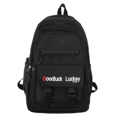 Imagem de Mochila espaçosa bolso frontal e bolso com zíper na frente alça costas 2 bolsos na lateral escolar/viagem durável